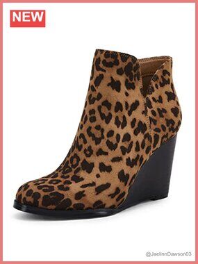 Womens Pointed Toe Wedge Ankle Booties Side Zip Faux Suede Winter Dress Boots